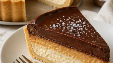 Millionärs-Käsekuchen mit einer cremigen Füllung und knusprigem Boden