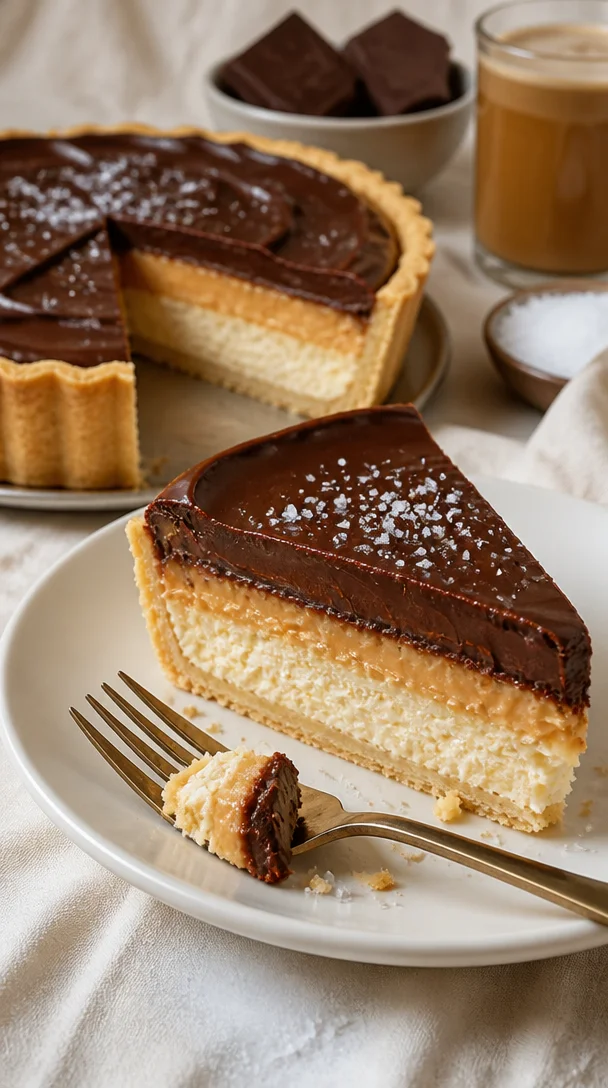 Millionärs-Käsekuchen mit einer cremigen Füllung und knusprigem Boden