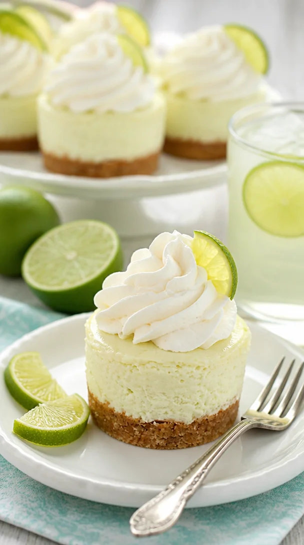 Mini Key Lime Käsekuchen mit frischer Limette und Käsekuchenfüllung