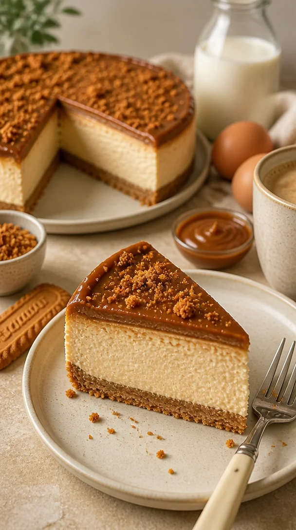 No-Bake Biscoff-Käsekuchen mit leckerer Biscoff-Creme und Keksboden