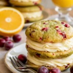 Leckere Orange-Cranberry-Whoopie-Pies auf einem Teller
