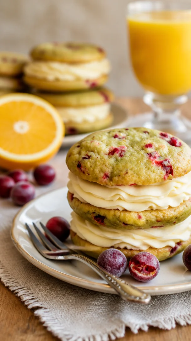 Leckere Orange-Cranberry-Whoopie-Pies auf einem Teller