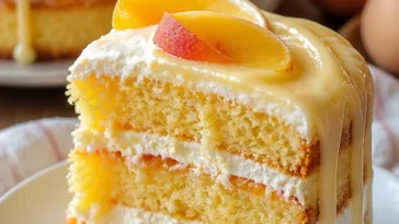 Pfirsich Buttermilch Pound Cake mit saftigen Pfirsichen und Buttermilch