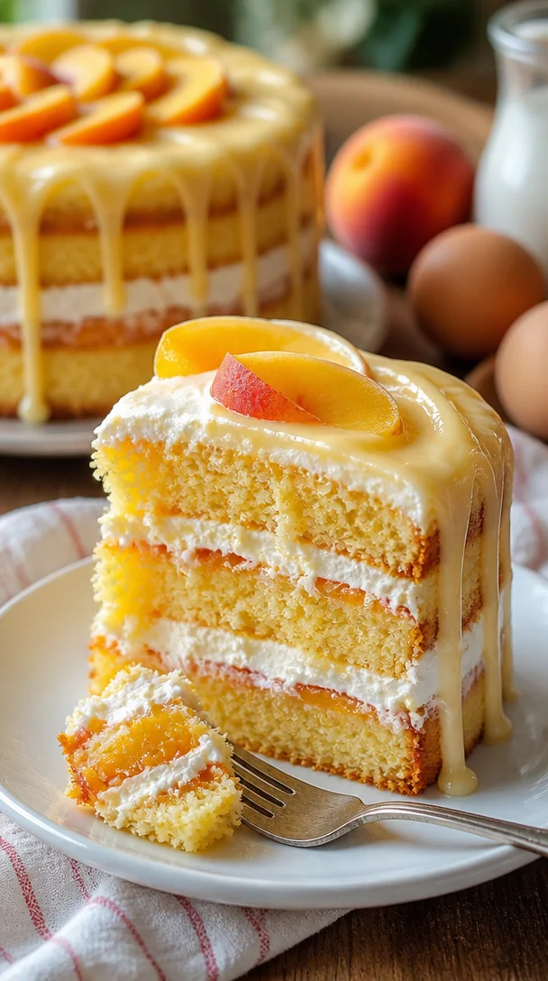 Pfirsich Buttermilch Pound Cake mit saftigen Pfirsichen und Buttermilch