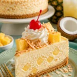 Leckerer Piña Colada Käsekuchen mit tropischen Früchten und cremigem Käse