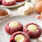 Rote Samt-Kekse auf einem Teller, perfekt für festliche Anlässe.
