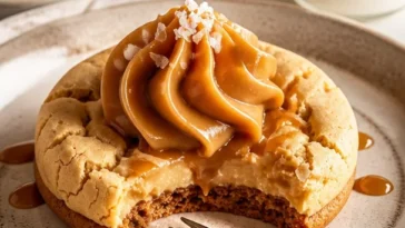 Salty Caramel Cheesecake Cookies mit leckerer Karamell- und Käsekuchenfüllung