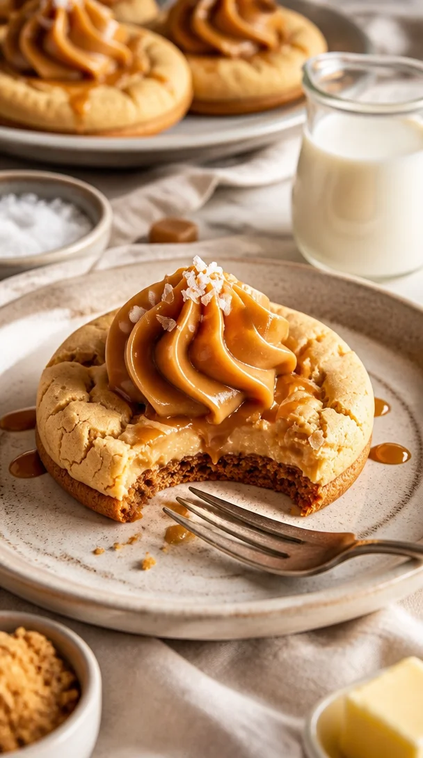 Salty Caramel Cheesecake Cookies mit leckerer Karamell- und Käsekuchenfüllung