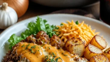 Leckere Smash Burger Schüssel mit frischen Zutaten und saftigem Burger