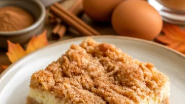 Snickerdoodle Käsekuchenriegel mit Zimt und Käsefüllung auf einem Teller