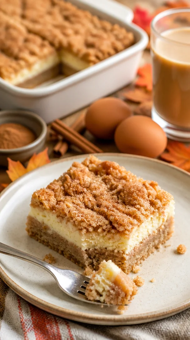 Snickerdoodle Käsekuchenriegel mit Zimt und Käsefüllung auf einem Teller