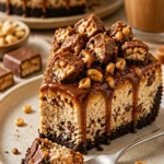 Unser köstlicher Snickers-Käsekuchen mit Schokolade und Karamell