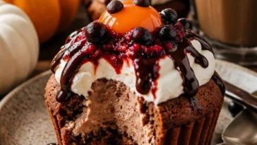 Spookige Schokoladenmousse, ein schauriges Dessert für Halloween