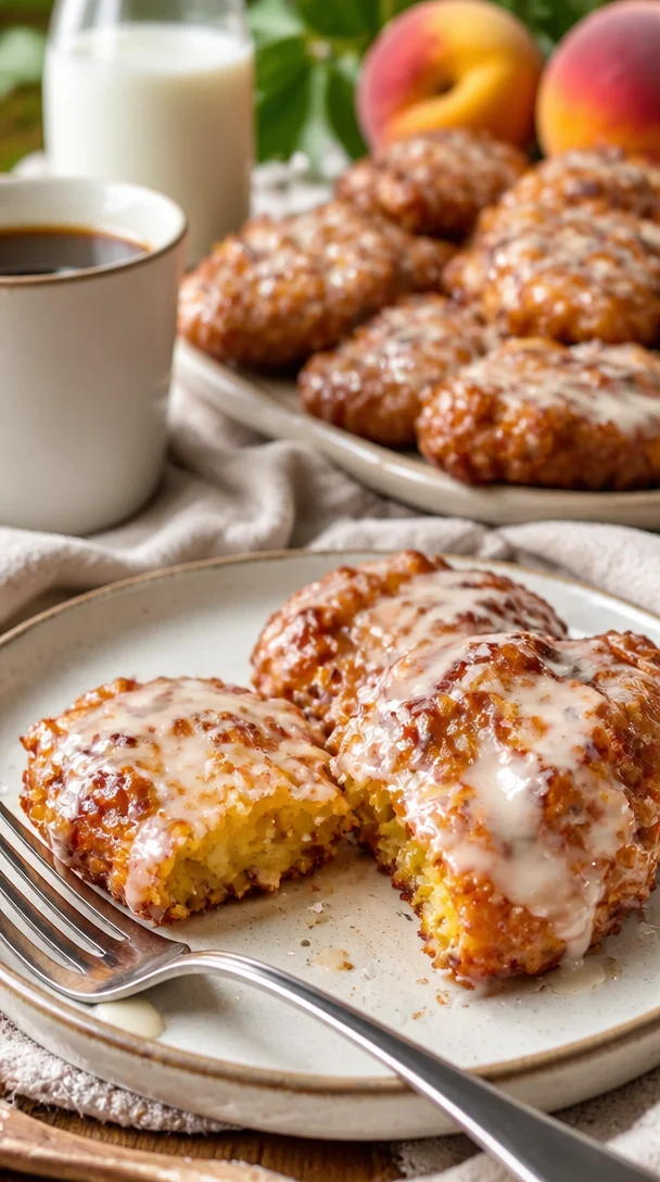 Südsüßpfirsich-Krapfen frisch gebacken mit fruchtiger Füllung