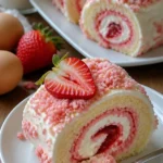 Leckere Strawberry Cheesecake Rolls mit frischen Erdbeeren und cremiger Füllung