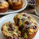 Zarte Schokoladen-Zucchini-Muffins mit brauner Butter auf einem Blech