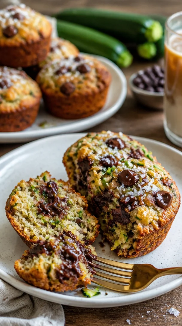 Zarte Schokoladen-Zucchini-Muffins mit brauner Butter auf einem Blech