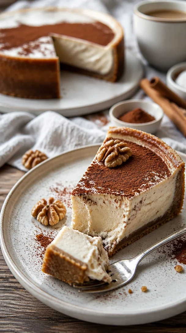 Zimtschnecken Cheesecake selbstgemacht auf einem hübschen Teller angerichtet