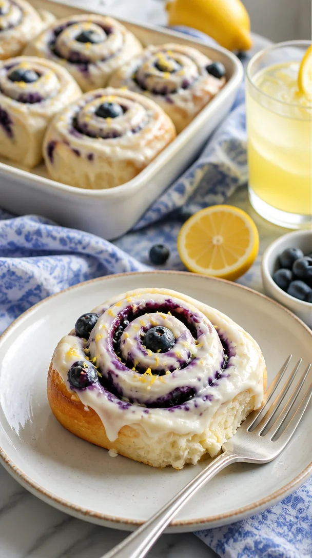 Leckere Zitronen-Blaubeer-Süßbrötchen frisch gebacken