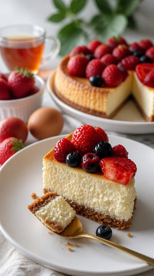 Zuckerfreier Käsekuchen auf einem eleganten Teller serviert