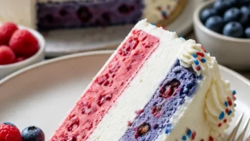 Amerikanische Flaggen-Eiscreme-Torte für Feiertagsfeiern