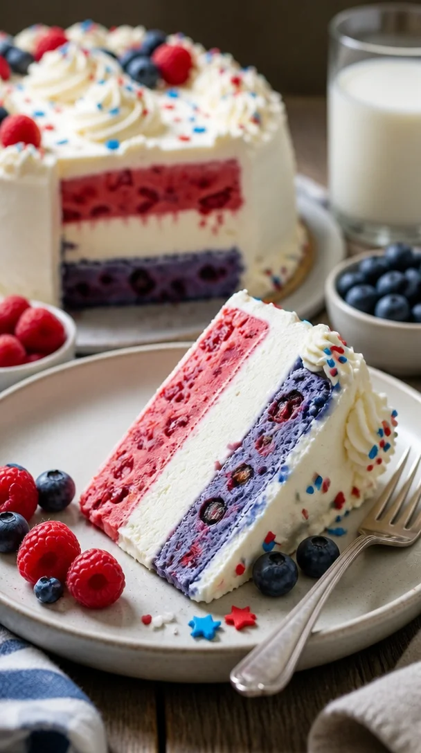 Amerikanische Flaggen-Eiscreme-Torte für Feiertagsfeiern