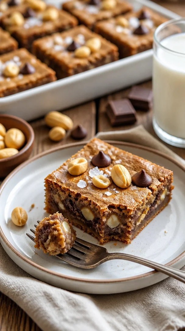 Aromatische Chocolate Chip Blondies mit Cashew-Kernen auf einem Teller