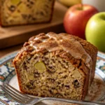 Leckeres Banana-Apfel-Brot mit Bananen und Äpfeln auf einem Tisch
