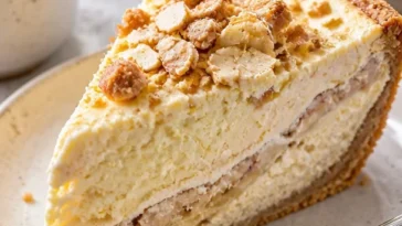 Leckeres Bananen-Cheesecake mit frischen Bananen und cremigem Käsebelag