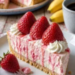 Bananen-Erdbeer-Käsekuchen-Fantasie mit frischen Früchten und cremigem Käse