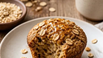 Bananen-Hafer-Muffins auf einem Küchentisch