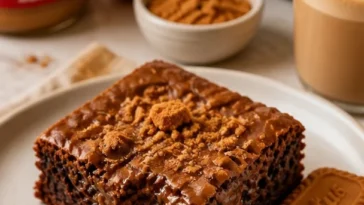 Hausgemachte Biscoff-Braunies mit Karamell-Geschmack und Biscoff-Keksen