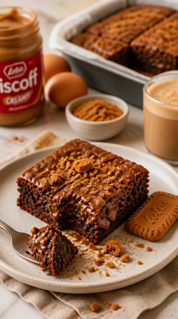 Hausgemachte Biscoff-Braunies mit Karamell-Geschmack und Biscoff-Keksen