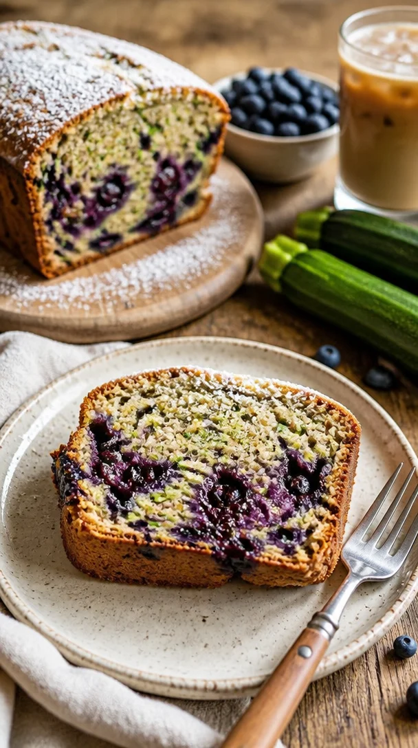 Blaubeer-Buttermilch-Zucchinibrot mit frischen Zutaten