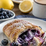 Blaubeer-Cream-Cheese-Ei-Rollen auf einem Teller