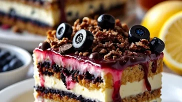 Blaubeer-Crunch-Riegel mit frischen Blaubeeren und knusprigen Zutaten