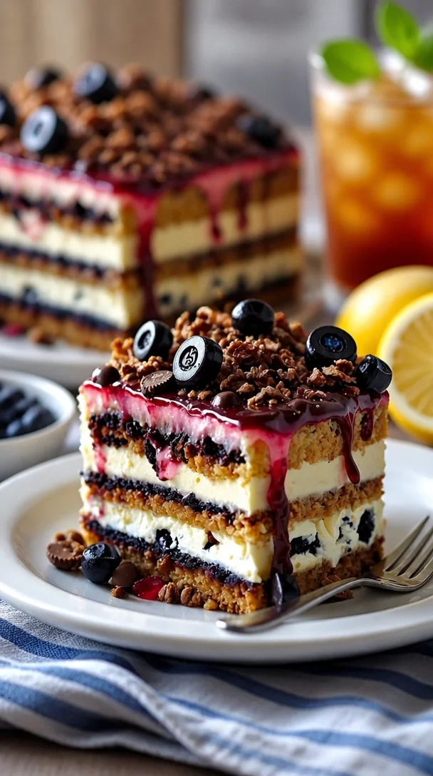 Blaubeer-Crunch-Riegel mit frischen Blaubeeren und knusprigen Zutaten