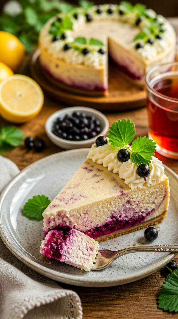 Käsekuchen mit schwarzen Johannisbeeren - leckeres CASSIS CHEESECAKE Rezept