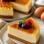 Crème Brûlée Käsekuchen mit köstlicher Karamellkruste und cremiger Füllung