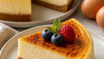 Crème Brûlée Käsekuchen mit köstlicher Karamellkruste und cremiger Füllung