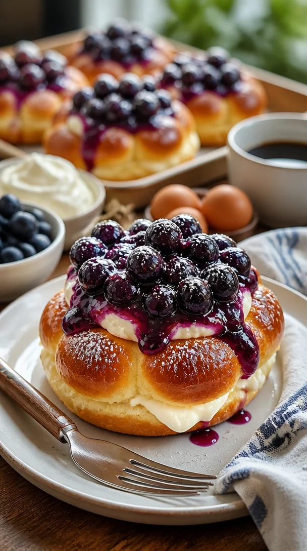 Dekadente dänische Karnevalsbrötchen mit Vanillekäsekuchen-Füllung