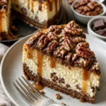 Dekadenter Turtle-Fudge-Käsekuchen mit Karamell und Schokoladensoße