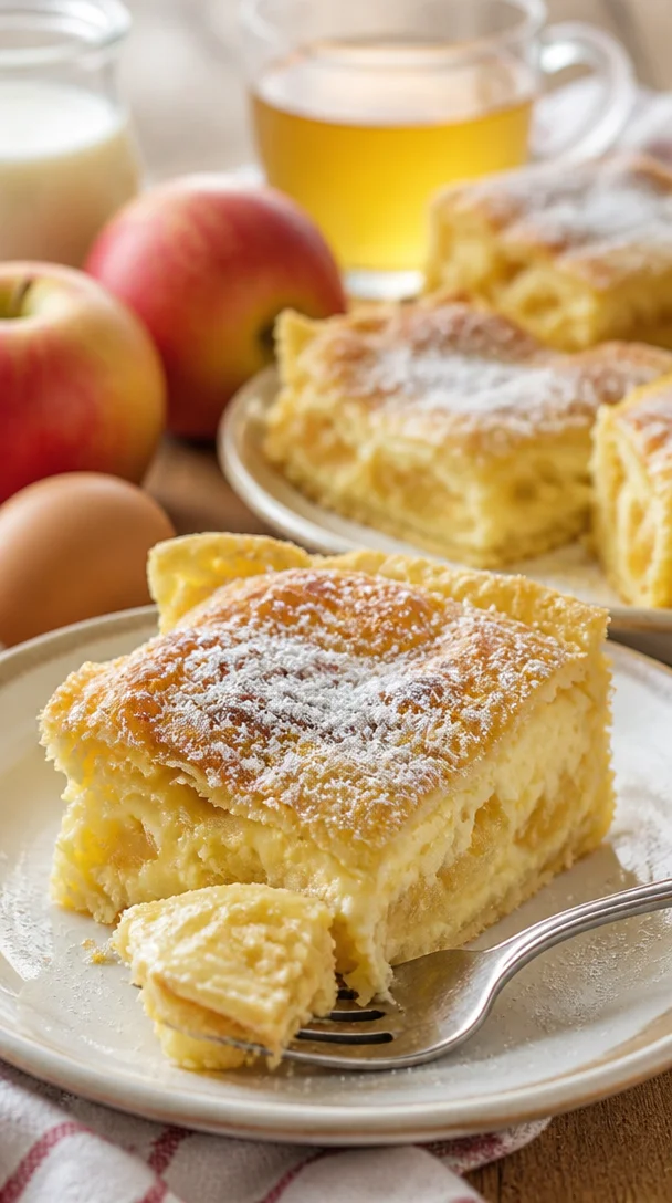 Saftiger Apfelkuchen aus Blätterteig mit frischen Äpfeln und Zimt