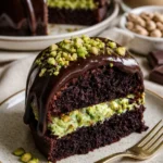 Dubai Schokoladen-Pistazienkuchen mit Schokolade und Pistazien