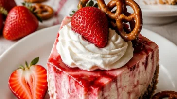 Erdbeer-Brezel-Torte mit frischen Erdbeeren und Brezel-Teig