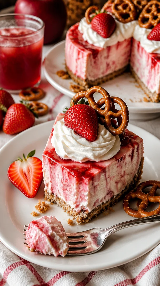 Erdbeer-Brezel-Torte mit frischen Erdbeeren und Brezel-Teig