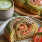 Erdbeer-Matcha-Latte-Röllchen mit softem Teig und cremiger Füllung