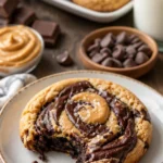 Erdnussbutter-Brownie-Schokoladenkekse auf einem Teller