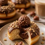 Leckere Ferrero Rocher Donuts mit Schokolade und Haselnüssen