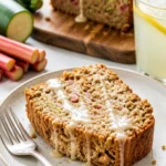 Glutenfreies Rhabarber-Zucchini-Brot auf einem Holzbrett